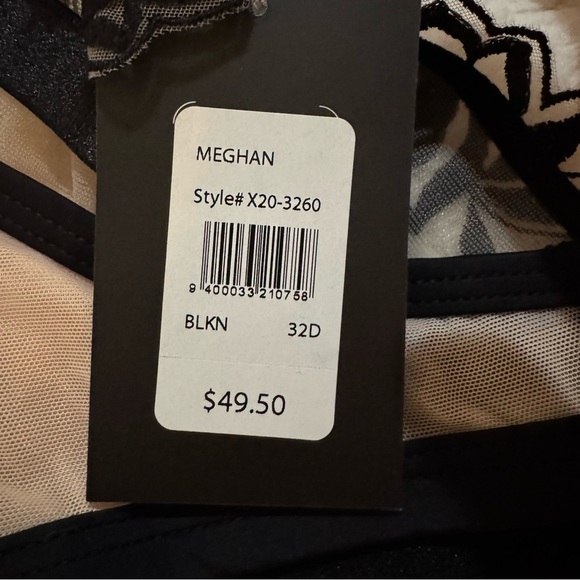 Frederick’s of Hollywood Nude Black Meghan Floral Sheer Unlined Bra, 32D NWT - Picture 5 of 5